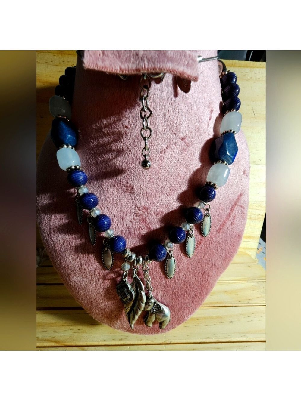 Elegant Blue and Silver Charm Necklace